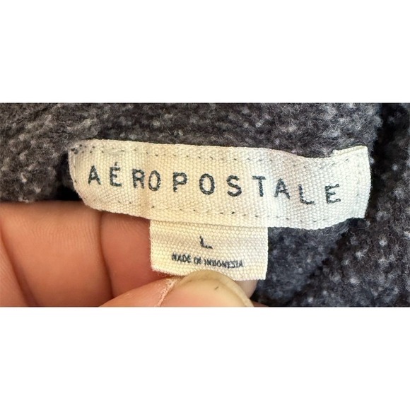 Aeropostale NY Women's Gray Floral Hoodie Size L Kangaroo Pocket Pullover Aero - Picture 2 of 8